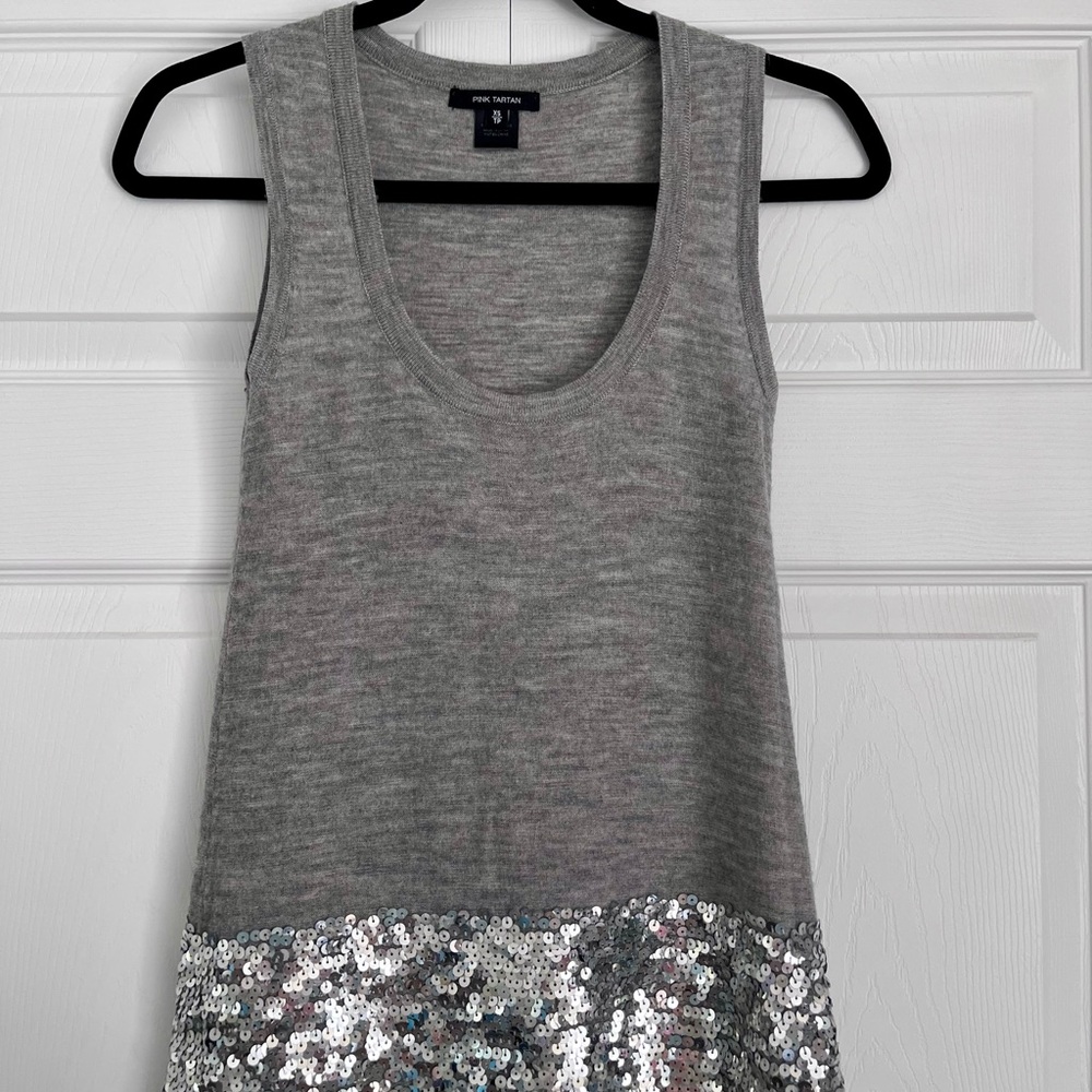 Pink Tartan Gray Silver Sequin Tunic